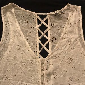 White eyelet tank